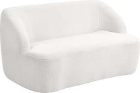 HOMCOM Sofa 2-osobowa, zaokrąglony design, kanapa z pokryciem fleece, do salonu, sypialni, biura, Kremowy