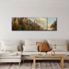 Obraz - Jan van der Heyden, View Down a Dutch Canal, reprodukcje (170x50 cm)