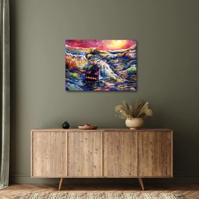 Obraz - Statek na falach oceanu, akwarela (70x50 cm)