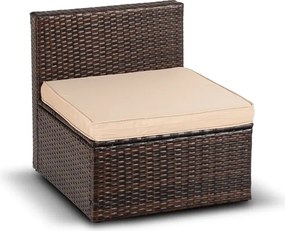 Zestaw Mebli Ogrodowych CALIENTE Modułowy Sofa 2x Fotel Stolik Tarasowy Brązowy/Beżowy Technorattan Nowoczesny