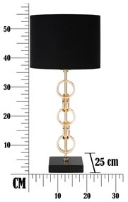 Lampa stołowa w kolorze czarno-złotym Mauro Ferretti Glam Rings, wysokość 54,5 cm