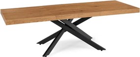 Zestaw Stół Prostokątny Rozkładany HAMPTON 160-240 cm Dąb/Czarny i 4 Krzesła Tapicerowane BRESSO Beżowe