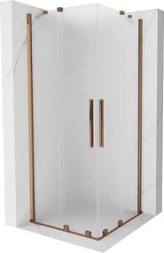 Mexen Velar Duo kabina prysznicowa rozsuwana 80 x 80 cm, szron, różowe złoto - 871-080-080-32-60