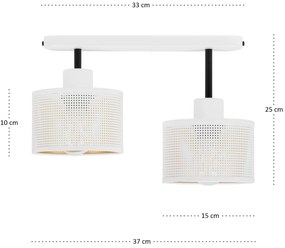 Lampa sufitowa biała dwupunktowa z białymi abażurami B-3306WE-WE E27
