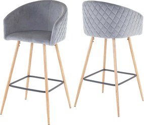 Stołek barowy MCW-D72 (zestaw 2 szt.), aksamit, szary