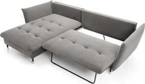 Narożnik GLAM Lewostronny z funkcją spania, zestaw z poduszkami wolnostojący tkanina RIVIERA 91 Szary DOMO HOME