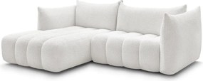 Biały narożnik z materiału bouclé (lewostronny/z szezlongiem) Azra – Bobochic Paris