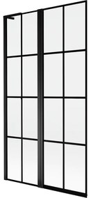 Mexen Mist L parawan nawannowy 2-skrzydłowy lewy 100 x 150 cm, czarna kratka, czarny - 8A9L-100-011-70-77-L
