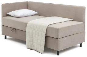 Szarobrązowe tapicerowane łóżko jednoosobowe ze schowkiem i materacem 90x200 cm Avela – Bonami Selection