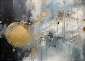 Obraz na szkle - Abstrakcja ze złotą kulą (70x50 cm)