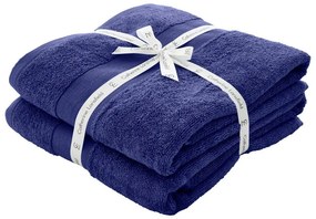 Ciemnoniebieskie bawełniane ręczniki kąpielowe frotte zestaw 2 szt. 90x140 cm Anti-Bacterial – Catherine Lansfield