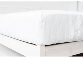 Białe prześcieradło z mieszanki lnu z gumką 200x200 cm – Linen Tales