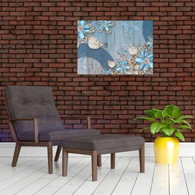 Obraz - Niebieskie kwiaty (70x50 cm)