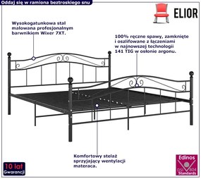 Czarne metalowe łóżko małżeńskie 200x200 cm - Zaxter