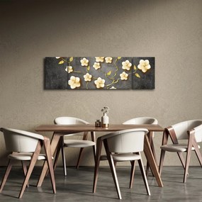 Obraz - Złoty krzew na czarnym tle (170x50 cm)