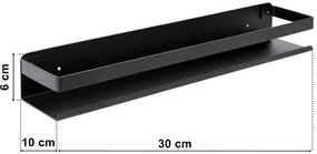 Aluminiowa czarna półka łazienkowa 30 cm - Derix