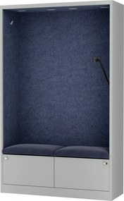 Szafa akustyczna do biura i szkoły Sally MentalBox, 115 x 40 x 185 cm, szary/granatowy