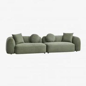 Modułowa Sofa 2-częściowa Z Tkaniny Chenille Coco Tkaniny Szenil Salvia Zieleń - Sklum