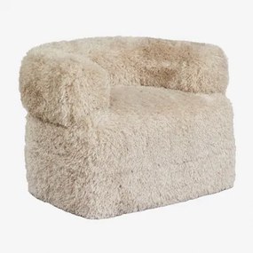 Zestaw 2 Tapicerowanych Foteli Neda Włosy Syntetyczne Kremowo-beżowe - Sklum