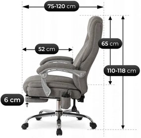 Szary fotel tapicerowany z funkcją masażu - Plix 3X