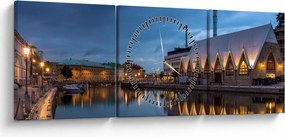 Obraz kanału wodnego - Göteborg (z zegarem) (90x30 cm)