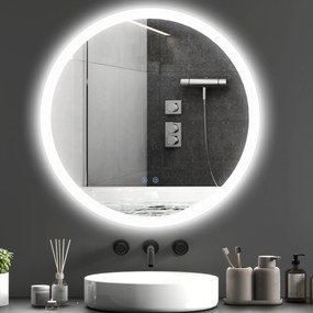 kleankin Lustro łazienkowe z oświetleniem LED Sensor dotykowy Funkcja przeciwparoobrazkowa