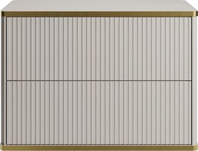 Szafka pod umywalkę wisząca ryflowana ze złotą listwą - Beżowy - szer. 80 cm - KELIZA