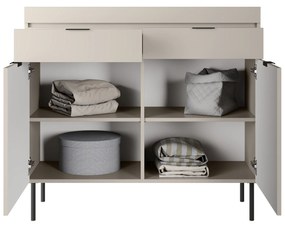 Komoda dwudrzwiowa Sentia 105 z dwoma szufladami - kaszmir / czarny