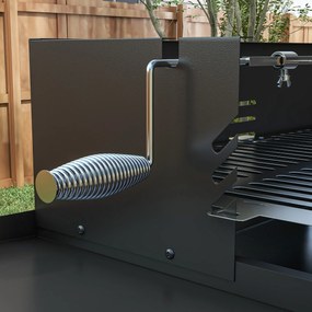 Outsunny Holzkohlegrill Grill BBQ-Grill, regulowany ruszt, 1 rożen, 118 x 32 x 90 cm, Czarny + Srebrny