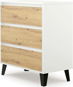 Minimalistyczna komoda z 3 szufladami biały + dąb artisan S1-D15
