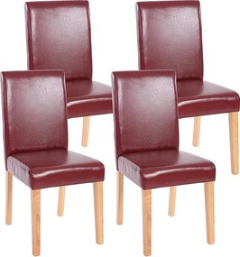 Krzesło do jadalni Littau (zestaw 4 sztuk),  imitacja skóry, czerwono-brązowy, jasne nogi