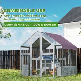 PawHut Wybieg dla kur z wodoodpornym dachem, 2 budki lęgowe, 2 siedzenia, dla 6-8 kur, ok. 1,7 x 1,8 x 1,8 m