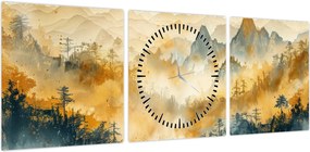 Obraz - Góry, akwarela (z zegarem) (90x30 cm)