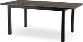 Rozkładany stół ogrodowy, kompozytowy Castello 140-180 cm, blat ciemnoszary dąb, podstawa czarna