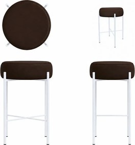 Hoker Pola krzesło barowe podstawa metalowa Tkanina Welur : Kolor Stelaża - Biały, Kolor tkaniny - VELVET - MG05, Typ tkaniny - Velvet