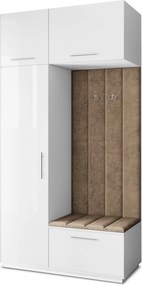 Masseno Garderoba REMA 120/240/60 cm Nowoczesna Szafa do Przedpokoju Biała, MONOLITH 09 (Beżowy)
