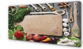 Fotoobraz na płótnie Przyprawy na Drewnianej Desce