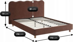 Łóżko Tapicerowane 160x200 cm IZMIR ze Stelażem Dwuosobowe Rude