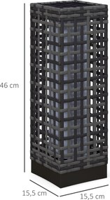 Outsunny Lampa Solarna Rattan Wodoodporna Ogrodowa z Czujnikiem Światła Stal Szary 155x155x46cm | Aosom PL