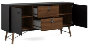 Czarna komoda w dekorze orzecha 150x72x40 cm Ry – Tvilum
