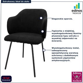 Czarne sztruksowe krzesło nowoczesne P2-P88