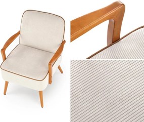 Fotel wypoczynkowy z drewnianymi podłokietnikami Pastore