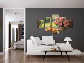 Obraz - Kot na oknie (125x70 cm)