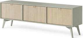 Szafka RTV: jodełka eukaliptusowa / jodełka skandynawska, nogi drewniane, 158 x 52 x 38 cm