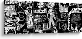 Obraz - Graffiti (z zegarem) (90x30 cm)