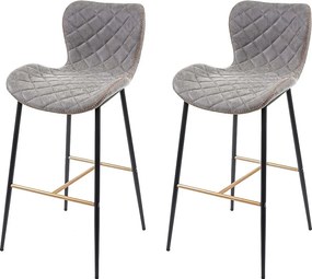 Stołek barowy MCW-E55 (zestaw 2 szt.), imitacja skóry, zamsz, szary