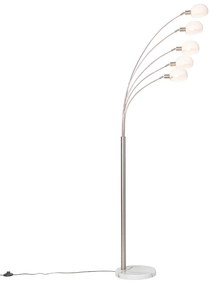 Designerska lampa podłogowa stalowa z opalem 5-światłowa - Sixties MarmoDesignerski Oswietlenie wewnetrzne
