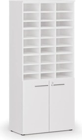 Regał sortujący PRIMO WHITE, 800 x 420 x 1781 mm, 27 przegród, biały