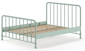 Zielone metalowe łóżko dwuosobowe ze stelażem 160x200 cm BRONXX – Vipack