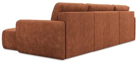 Narożnik rozkładany z tkaniny szenilowej ze schowkiem (w kształcie litery U) w kolorze terakoty Lilo – Makamii